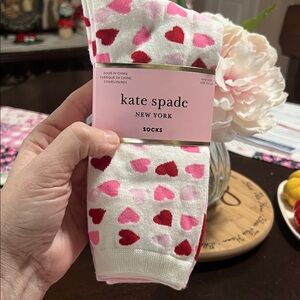New Kate Spade Pink and Red Heart Socks